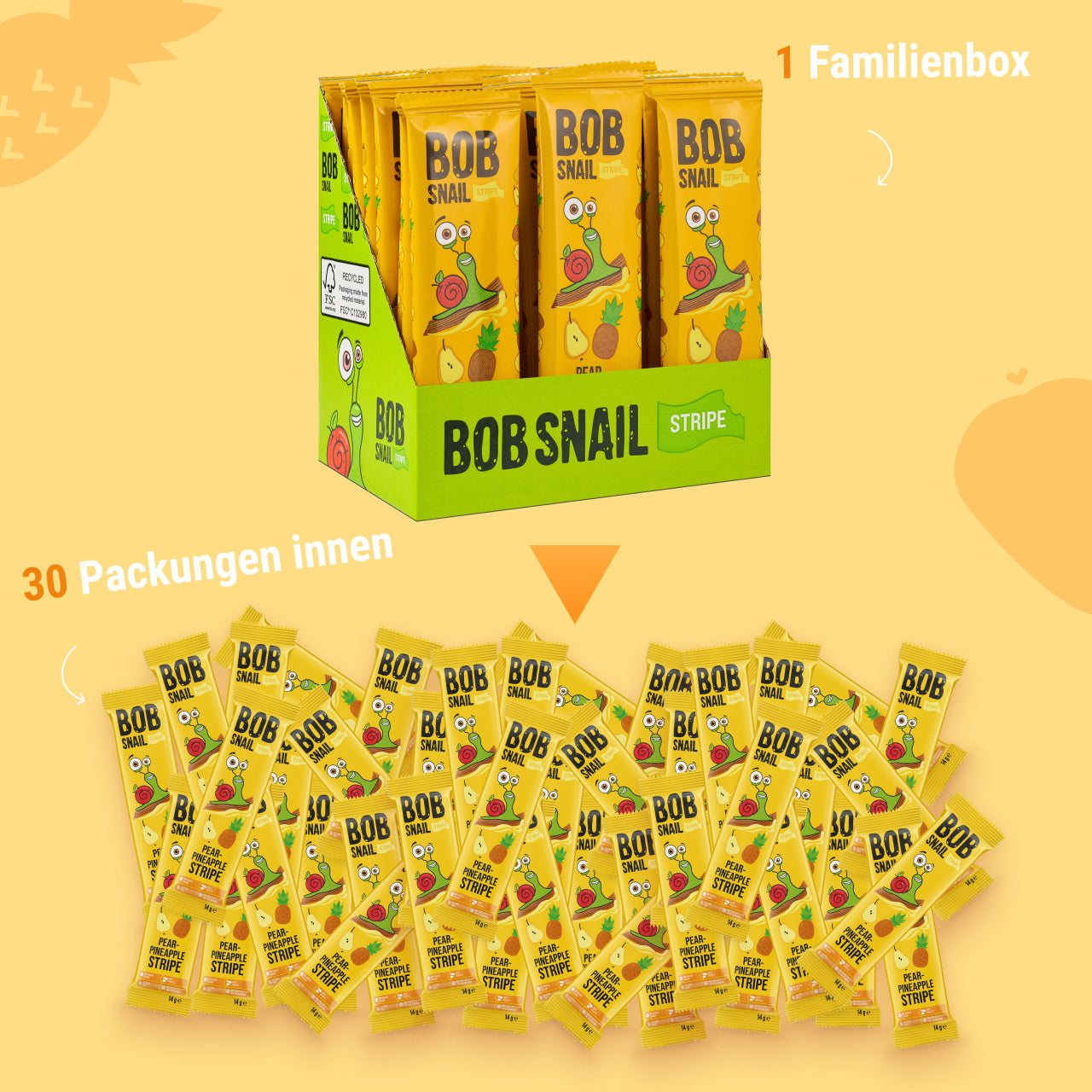 Bob Snail Fruchtstreifen Birne-Ananas 30x14g