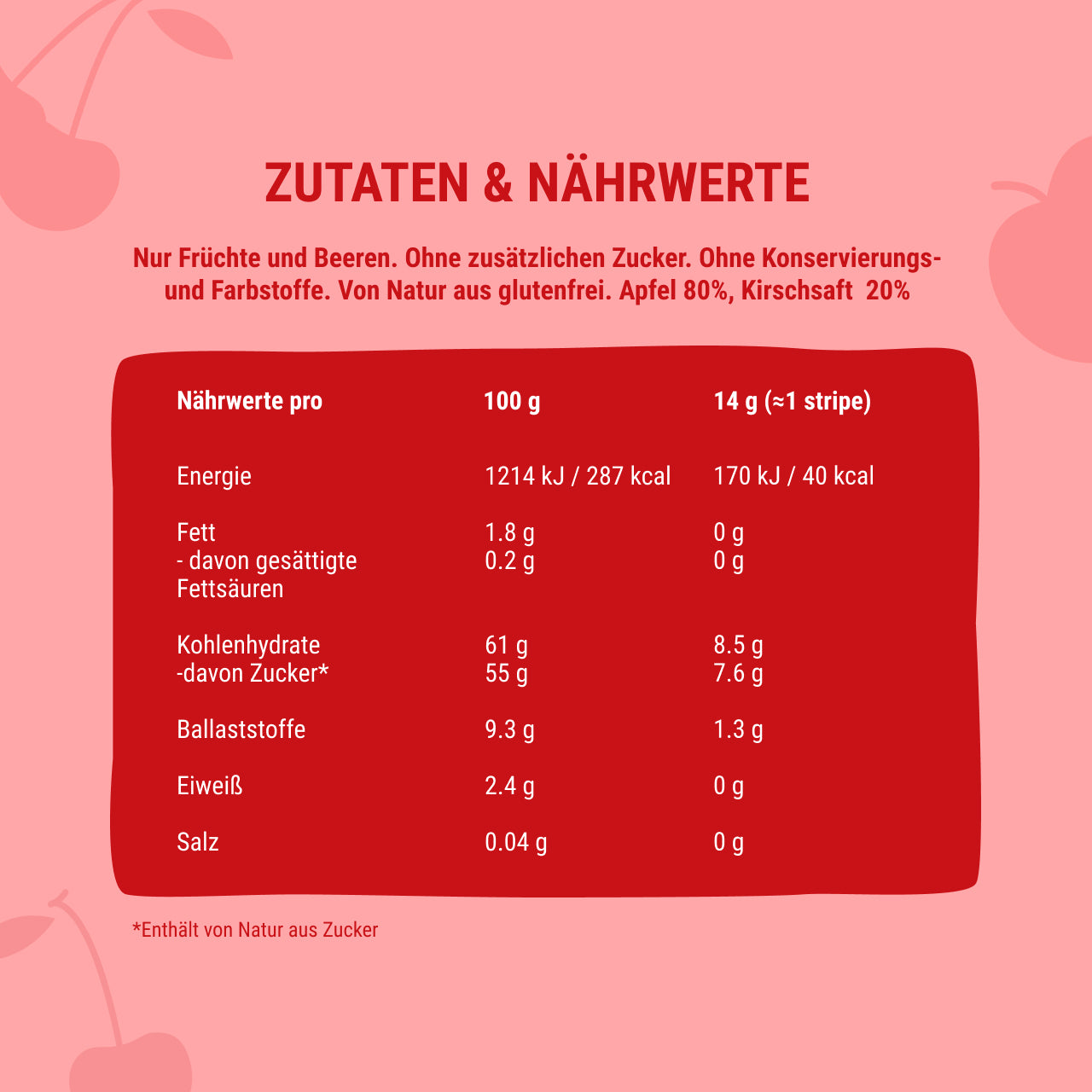 Bob Snail Fruchtstreifen Apfel-Kirsche 30x14g