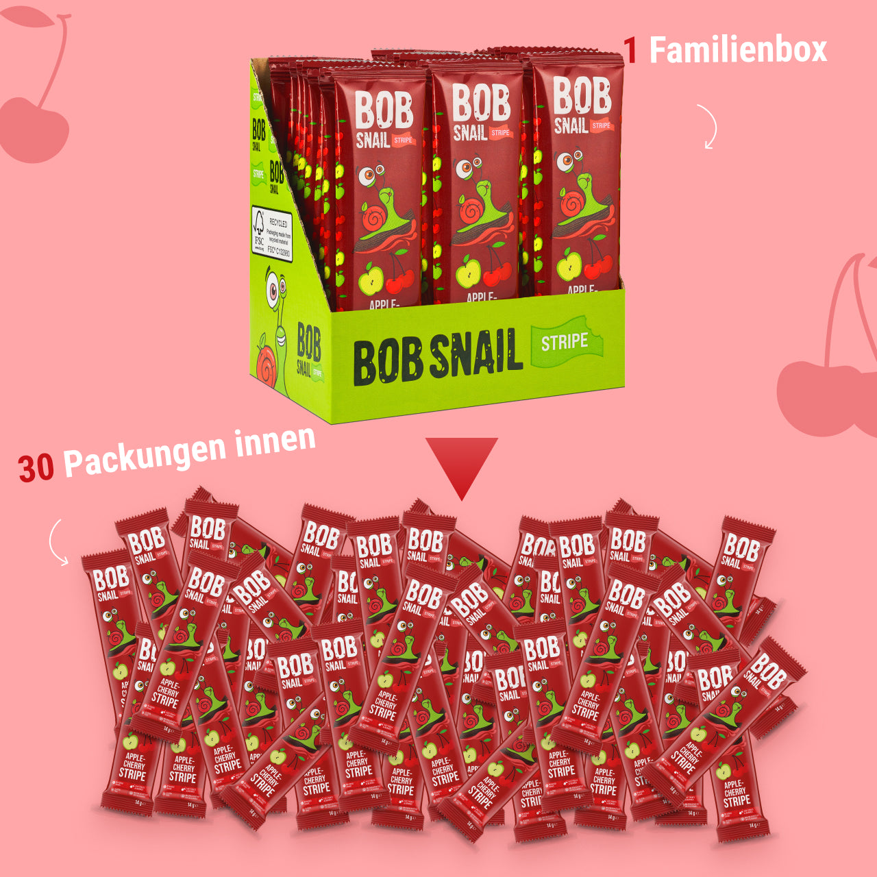 Bob Snail Fruchtstreifen Apfel-Kirsche 30x14g