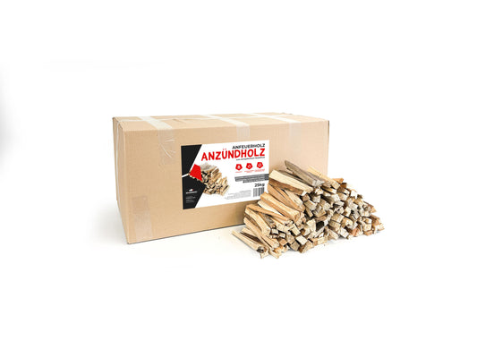 RHINOROCK Anzündholz 25 kg im Karton – Ideal für Kamin, Ofen & Grill – Trocken, schnell zündend, nachhaltig
