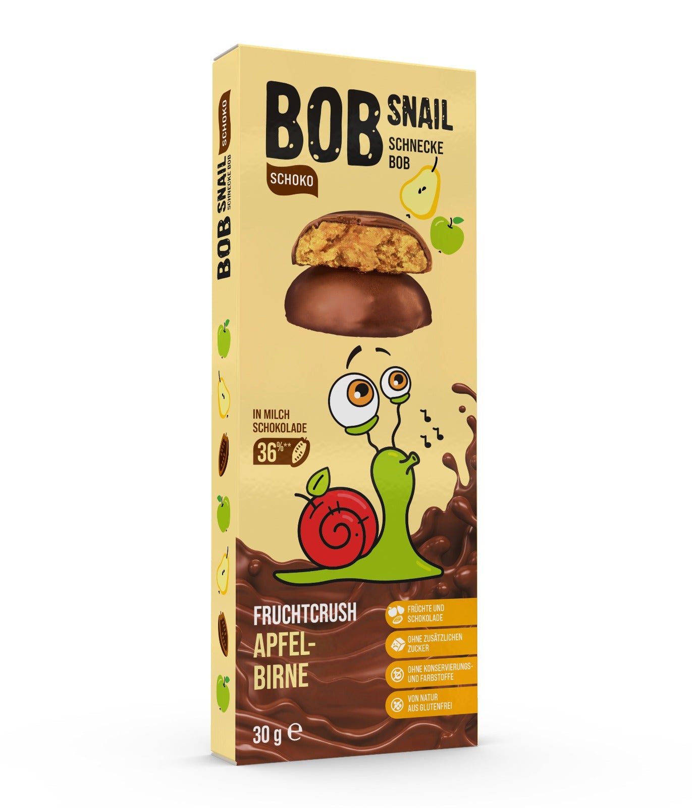 Bob Snail Fruchtcrush Apfel-Birne in Vollmilchschokolade 24x30g