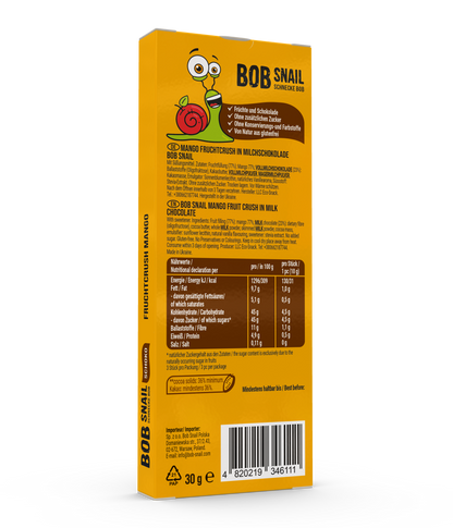 Bob Snail Fruchtcrush Mango in Vollmilchschokolade 24x30g