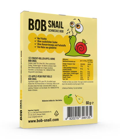 BobSnail Fruchtrollen Apfel-Birne 20 x 60 g
