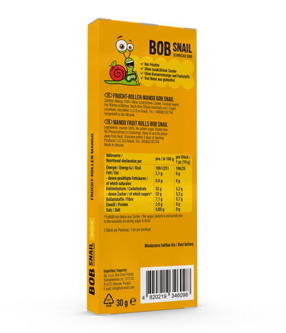 BobSnail Fruchtrollen Mango 24 x 30 g