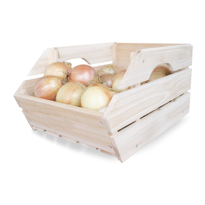 FlexiStack 2er Set Kartoffelkiste Holz Stapelbar Obstkiste Vorratskiste Musterware