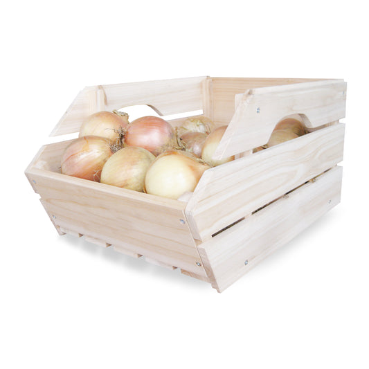FlexiStack 2er Set Kartoffelkiste Holz Stapelbar Obstkiste Vorratskiste Musterware