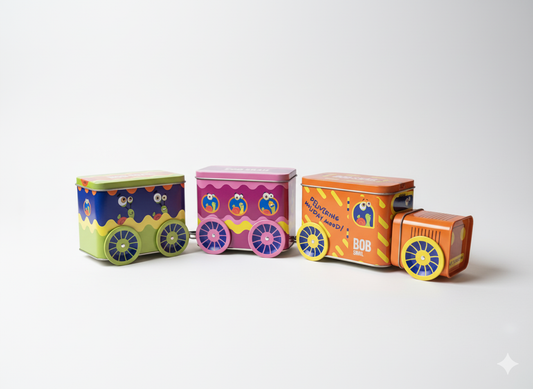 Bob Snail Weihnachtszug – 3-teiliges Fruchtsnack Geschenkbox Set Spielzeug und Stickerpack