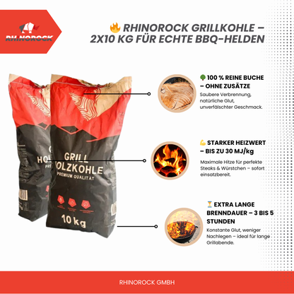 Grillkohle Holzkohle Doppelpack 20 kg