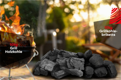 Grillkohle Set 20 kg – Briketts & Holzkohle in Restaurantqualität für BBQ & Holzkohlegrill