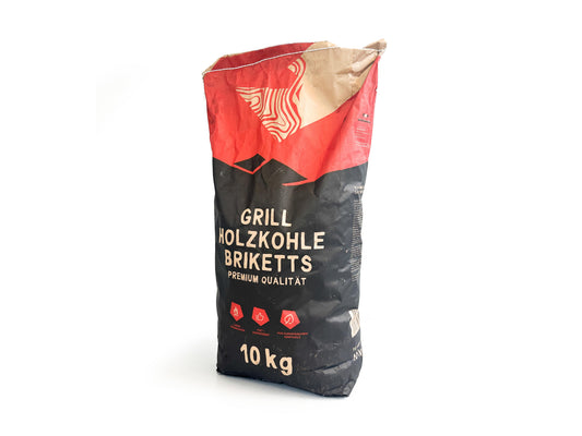 RHINOROCK Holzgrillkohle Briketts 10 kg – Langanhaltende Glut für intensiven Grillgeschmack