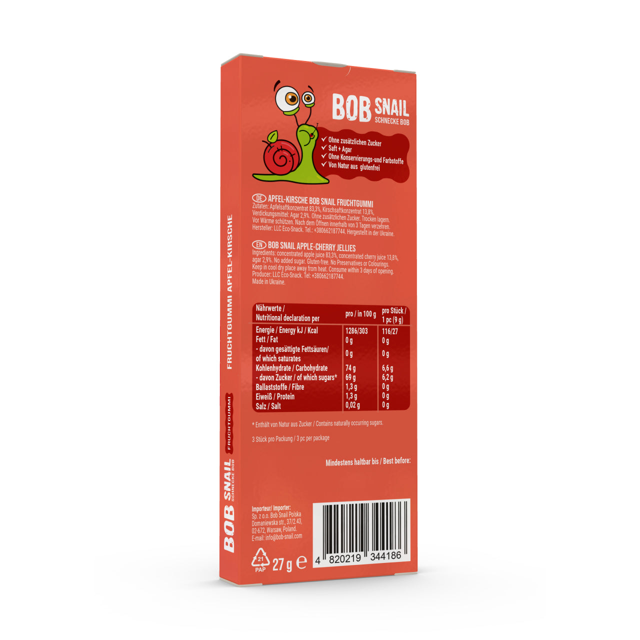 Bob Snail Fruchtgummies Apfel-Kirsche 24x27g