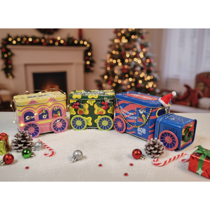 Bob Snail Weihnachtszug – 3-teiliges Fruchtsnack Geschenkbox Set Spielzeug und Stickerpack