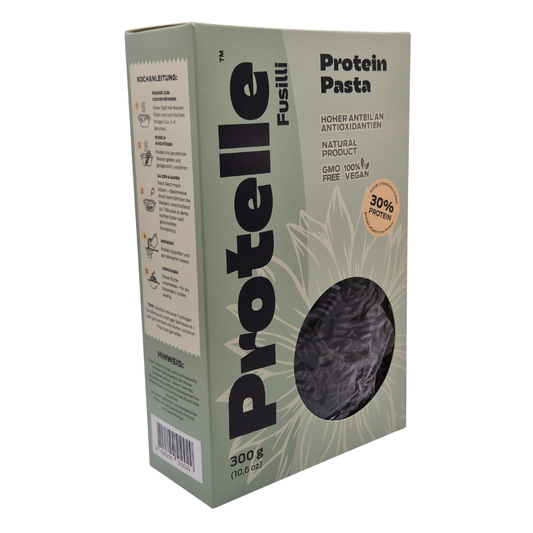 Protelle Vegane Proteinpasta Fusilli | 300g | 30% Pflanzliches Eiweiß  | Nudeln aus Sonnenblumenprotein  | High Protein & Low Carb