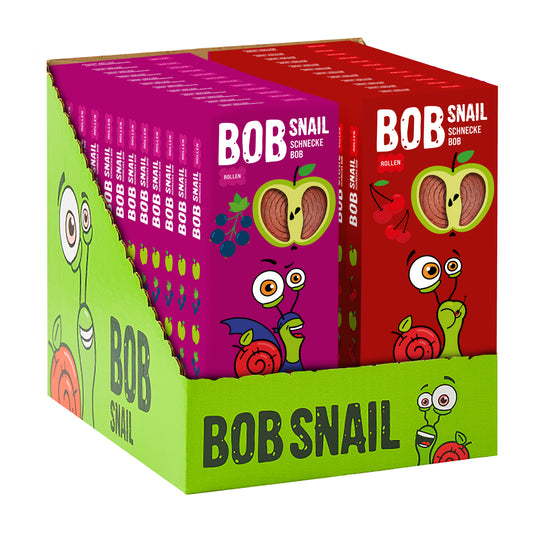 Bob Snail Set 18 - Fruchtrollen je 12 x 30g (Apfel-Kirsche, Apfel-Johannisbeere)