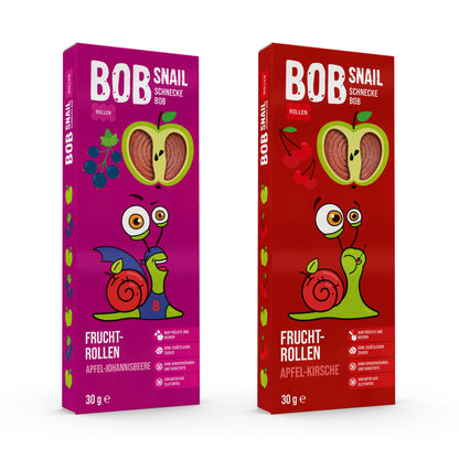 Bob Snail Set 18 - Fruchtrollen je 12 x 30g (Apfel-Kirsche, Apfel-Johannisbeere)