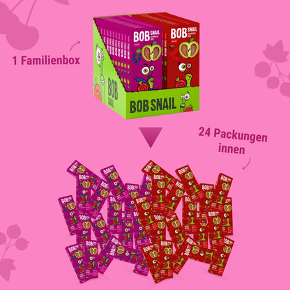 Bob Snail Set 18 - Fruchtrollen je 12 x 30g (Apfel-Kirsche, Apfel-Johannisbeere)