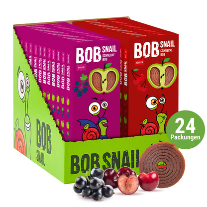 Bob Snail Set 18 - Fruchtrollen je 12 x 30g (Apfel-Kirsche, Apfel-Johannisbeere)