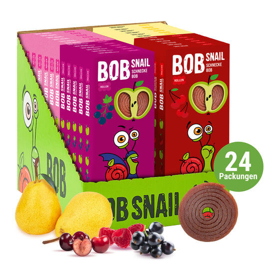 Bob Snail Set 20 - Fruchtrollen je 6 x 30g (Apfel-Himbeere, Apfel-Birne, Apfel-Kirsche, Apfel-Johannisbeere)