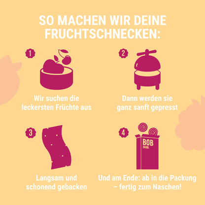 Bob Snail Fruchtrollen Set – Apfel-Birne & Apfel-Himbeere je 10 Fruchtrollen (insgesamt 20 Stück, 60 g) – 100 % Frucht, vegan, ohne Zuckerzusatz