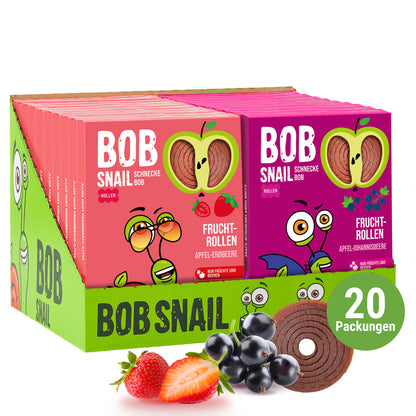 Bob Snail Set 11 - Fruchtrollen je 10 x 60g (Apfel-Erdbeere, Apfel-Johannisbeere)