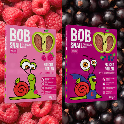 Bob Snail Set 10 - Fruchtrollen je 5 x 60g (Apfel-Erdbeere, Himbeere, Birne, Johannisbeere)