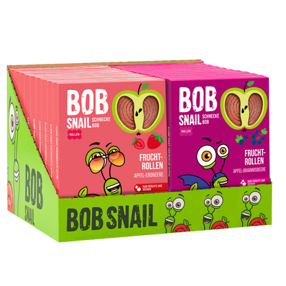 Bob Snail Set 11 - Fruchtrollen je 10 x 60g (Apfel-Erdbeere, Apfel-Johannisbeere)
