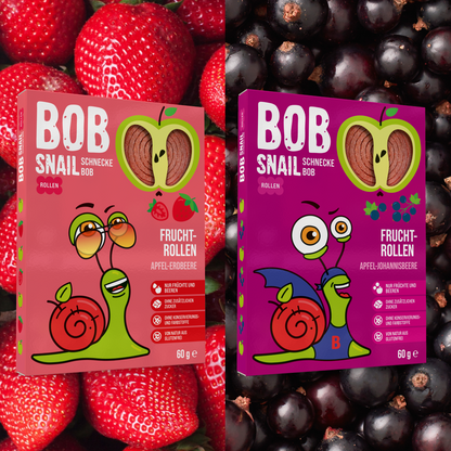 Bob Snail Set 11 - Fruchtrollen je 10 x 60g (Apfel-Erdbeere, Apfel-Johannisbeere)