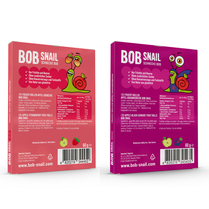 Bob Snail Set 11 - Fruchtrollen je 10 x 60g (Apfel-Erdbeere, Apfel-Johannisbeere)