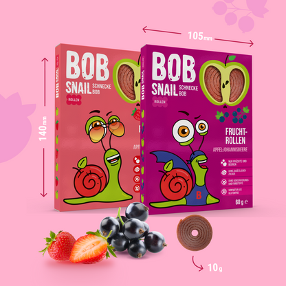 Bob Snail Set 11 - Fruchtrollen je 10 x 60g (Apfel-Erdbeere, Apfel-Johannisbeere)