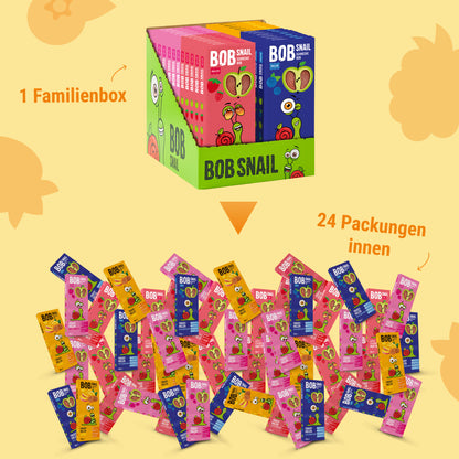 Bob Snail Set 1 – Fruchtrollen je 6 x 30g (Apfel-Heidelbeere, Apfel-Erdbeere, Mango, Apfel-Himbeere)