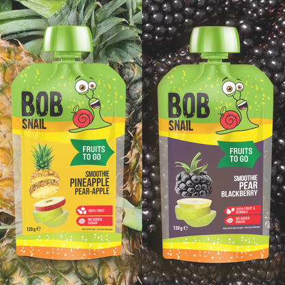 Bob Snail Set 12 - Frucht-Smoothies je 5 x 120g (Birne-Brombeere, Ananas-Birne-Apfel)