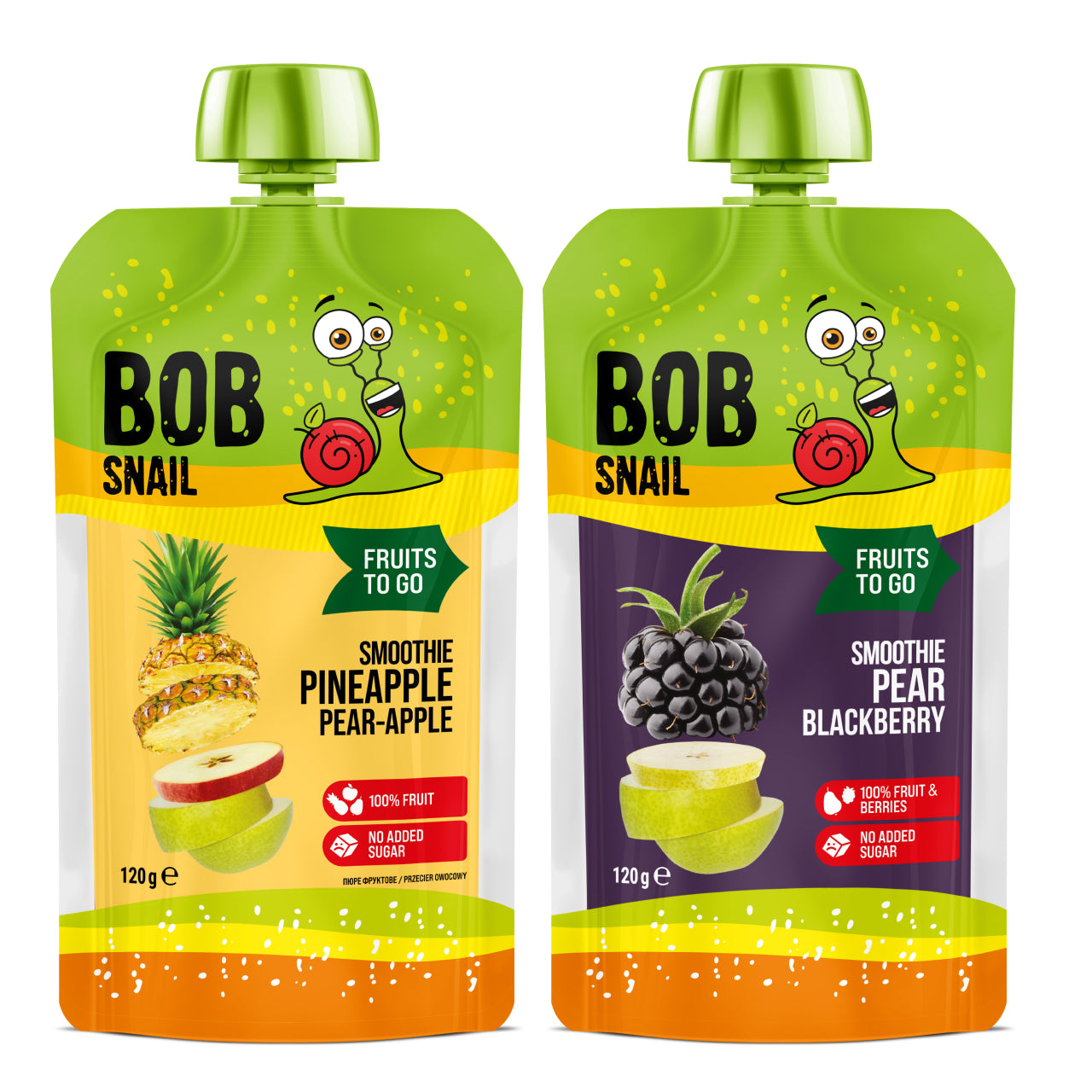 Bob Snail Set 12 - Frucht-Smoothies je 5 x 120g (Birne-Brombeere, Ananas-Birne-Apfel)