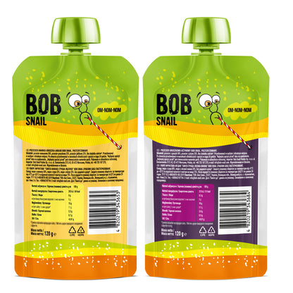 Bob Snail Set 12 - Frucht-Smoothies je 5 x 120g (Birne-Brombeere, Ananas-Birne-Apfel)