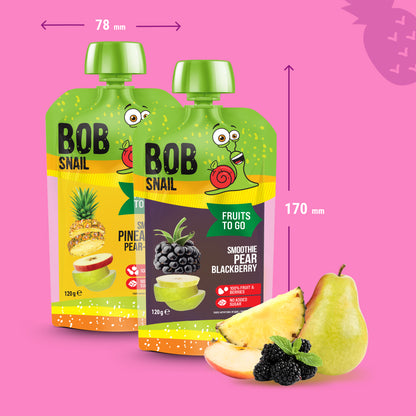 Bob Snail Set 12 - Frucht-Smoothies je 5 x 120g (Birne-Brombeere, Ananas-Birne-Apfel)