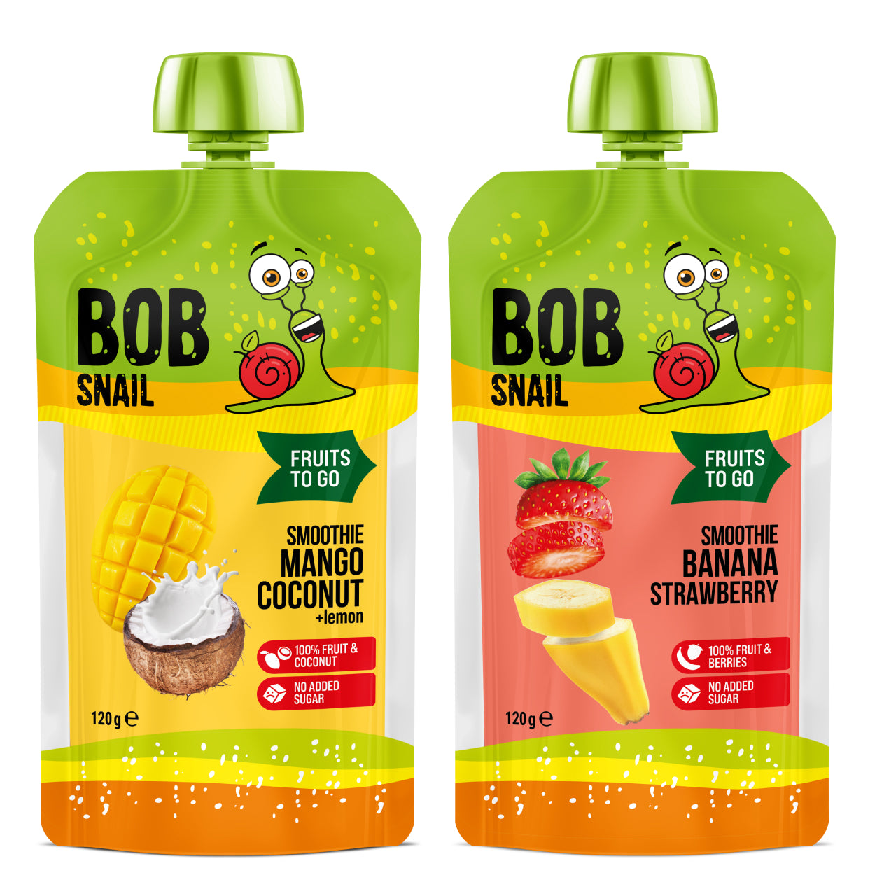 Bob Snail Set 13 - Frucht-Smoothies je 5 x 120g (Banane-Erdbeere, Mango-Kokosnuss)