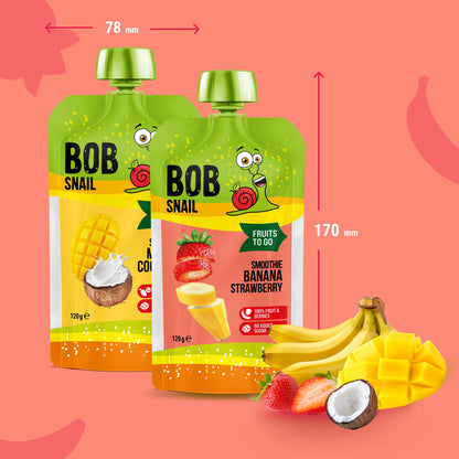 Bob Snail Set 13 - Frucht-Smoothies je 5 x 120g (Banane-Erdbeere, Mango-Kokosnuss)