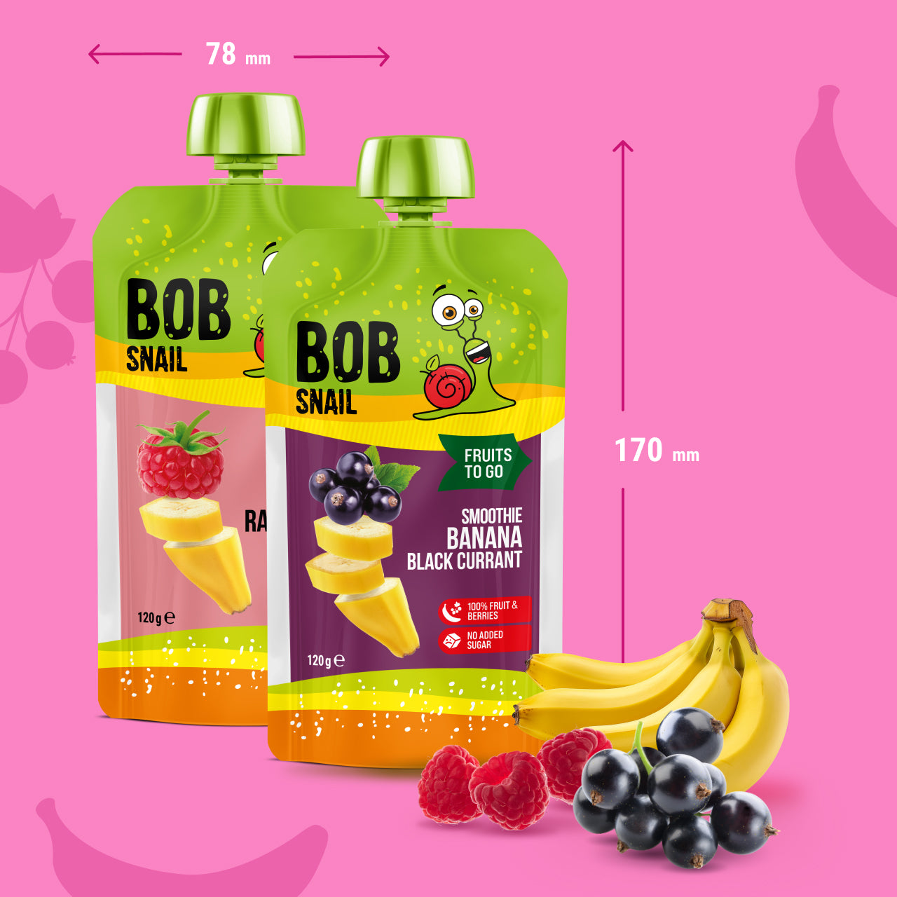 Bob Snail Set 14 - Frucht-Smoothies je 5 x 120g (Banane-Johannisbeere, Banane-Erdbeere)