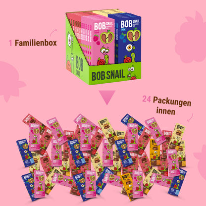Bob Snail Set 5 – Fruchtrollen & Fruchtcrush je 6 x 30g (Rollen: Apfel-Himbeere, Apfel-Heidelbeere | Crush: Apfel-Erdbeere, Apfel-Birne)