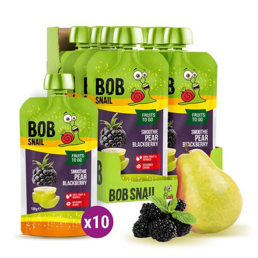 Bob Snail Quetschie Frucht Smoothie Birne Brombeere 10x120g
