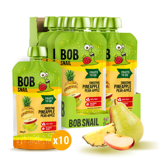 Bob Snail Quetschie Frucht Smoothie Ananas Birne Apfel 10x120g