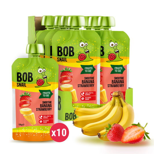 Bob Snail Quetschie Frucht Smoothie Banane Erdbeere 10x120g