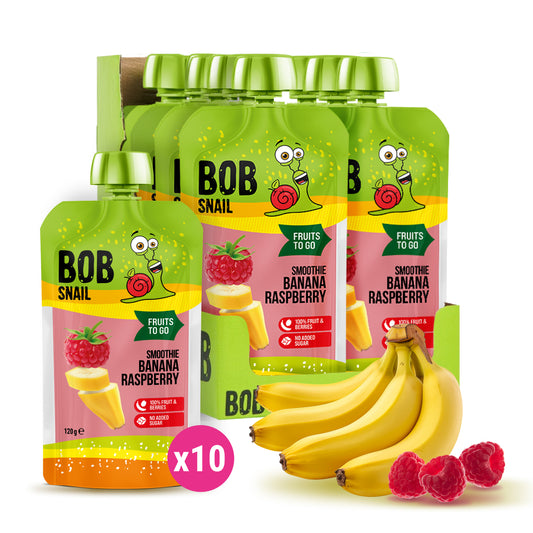Bob Snail Quetschie Frucht Smoothie Banane Himbeere 10x120g
