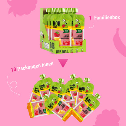Bob Snail Quetschie Frucht Smoothie Banane Himbeere 10x120g