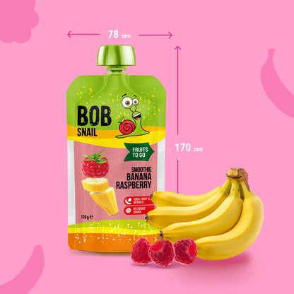 Bob Snail Quetschie Frucht Smoothie Banane Himbeere 10x120g