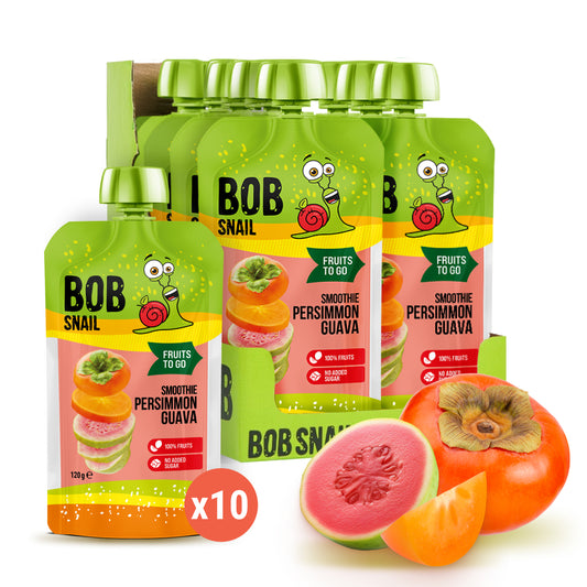 Bob Snail Quetschie Frucht Smoothie Kaki Guave 10x120g