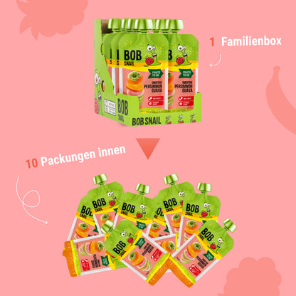 Bob Snail Quetschie Frucht Smoothie Kaki Guave 10x120g
