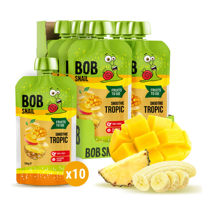 Bob Snail Quetschie Frucht Smoothie Banane Ananas Mango 10x120g