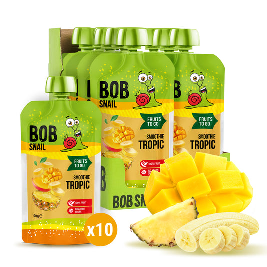 Bob Snail Quetschie Frucht Smoothie Banane Ananas Mango 10x120g