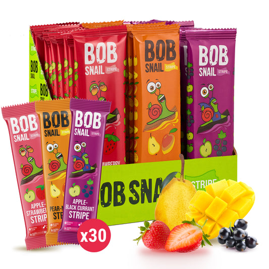 Bob Snail Set 21 - Fruchtstreifen je 10x14g Apfel-Erdbeere, Birne-Mango, Apfel-Johannisbeere