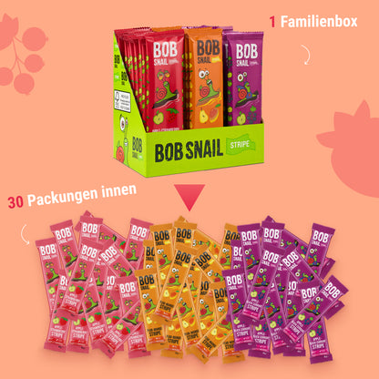 Bob Snail Set 21 - Fruchtstreifen je 10x14g Apfel-Erdbeere, Birne-Mango, Apfel-Johannisbeere